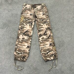 Miss Me Embroidered Sequin Camo Cargo Pants y2k fairy grunge